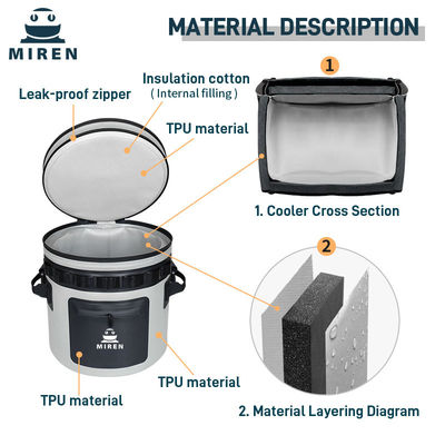25 Can Dark Grey Round Cooler Hỗn hợp với nước và thấm nước